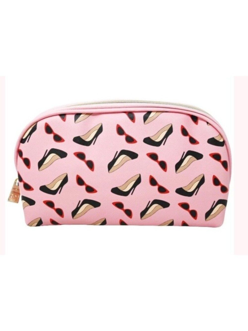 Pink Sunglasses Heels Heels Cosmetic Makeup Travel Bag Zips Clementine Jane NWT